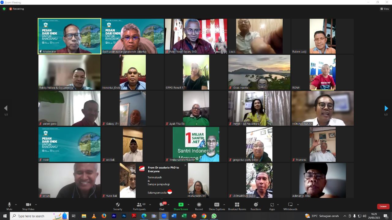foto, tangkapan layar Webinar Pesan Dari Ende Untuk Bangsaku"